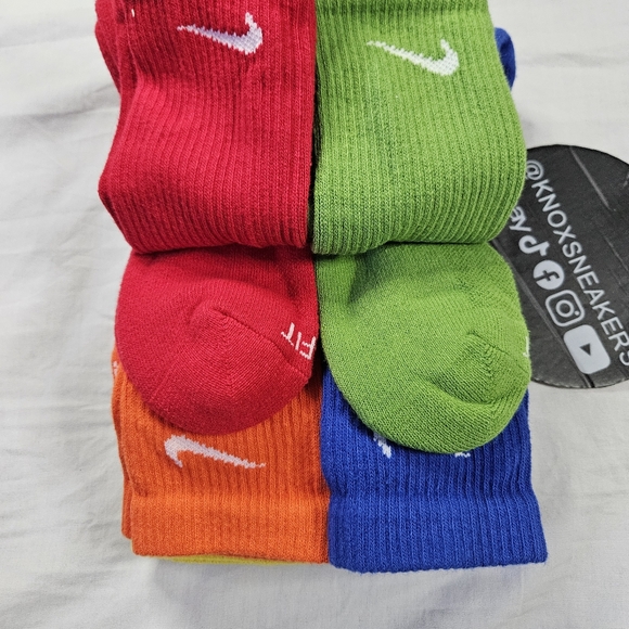 Nike Everyday Cushioned Crew Socks Size L 8-12 6 Pairs SX6897-903 Multicolor - Picture 2 of 6